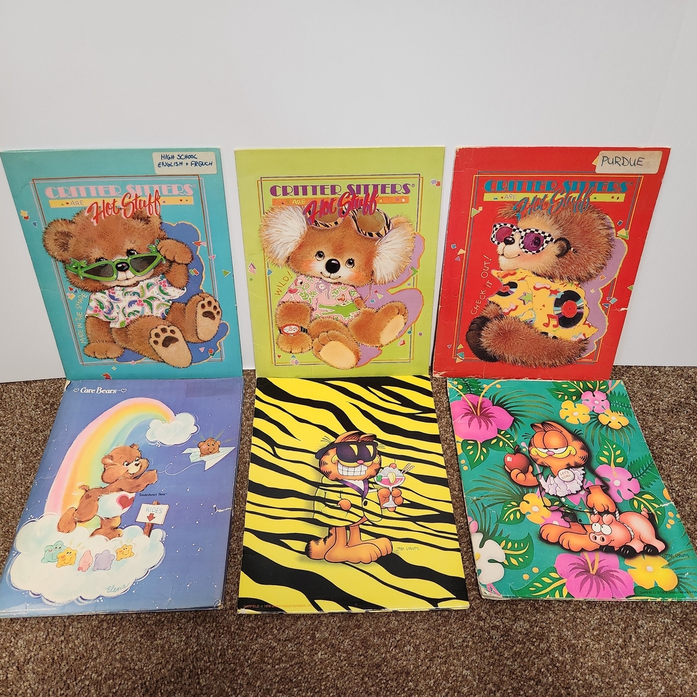 Vintage Folder Set - Critter Sitters, Garfield, Care Bears 6 total